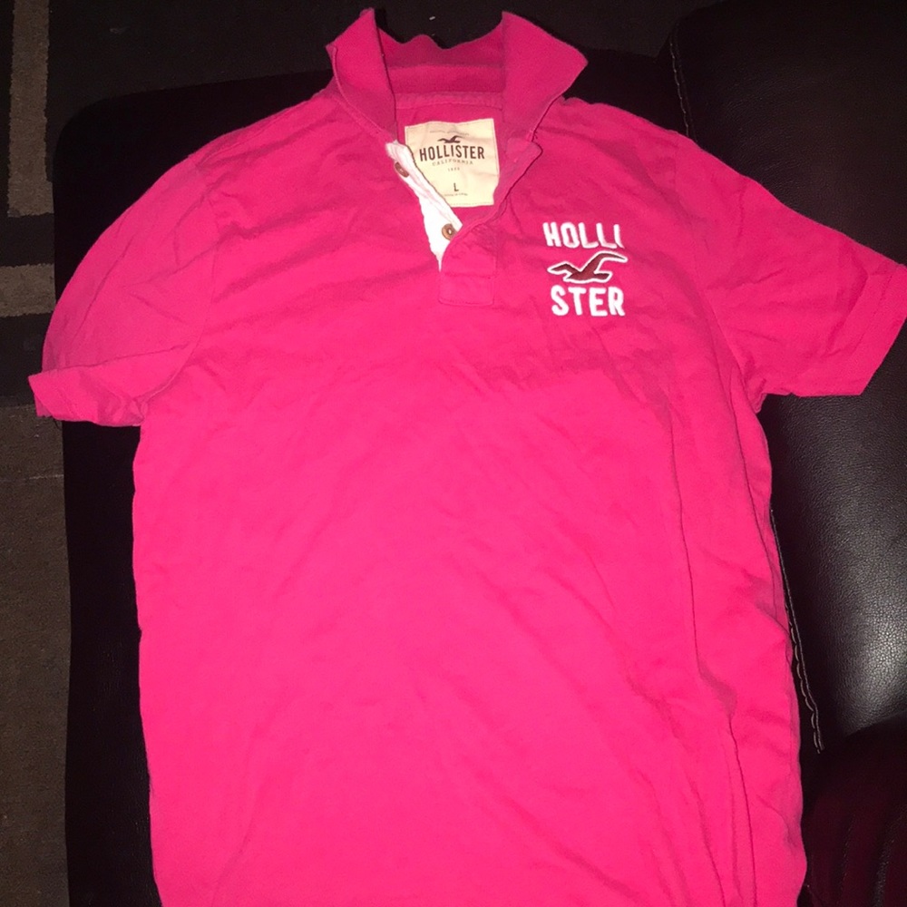 Hot pink Hollister polo shirt
